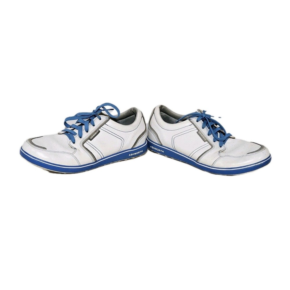 Ashworth Cardiff ADC Spikeless Golf Shoes White Blue Men's Size 10.5 Leather - Picture 3 of 13